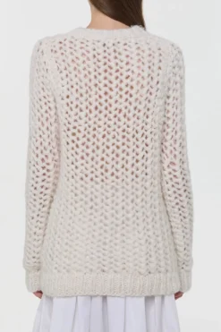 Veralune Knit Crewneck Sweater in Off White Welfat Cashmere