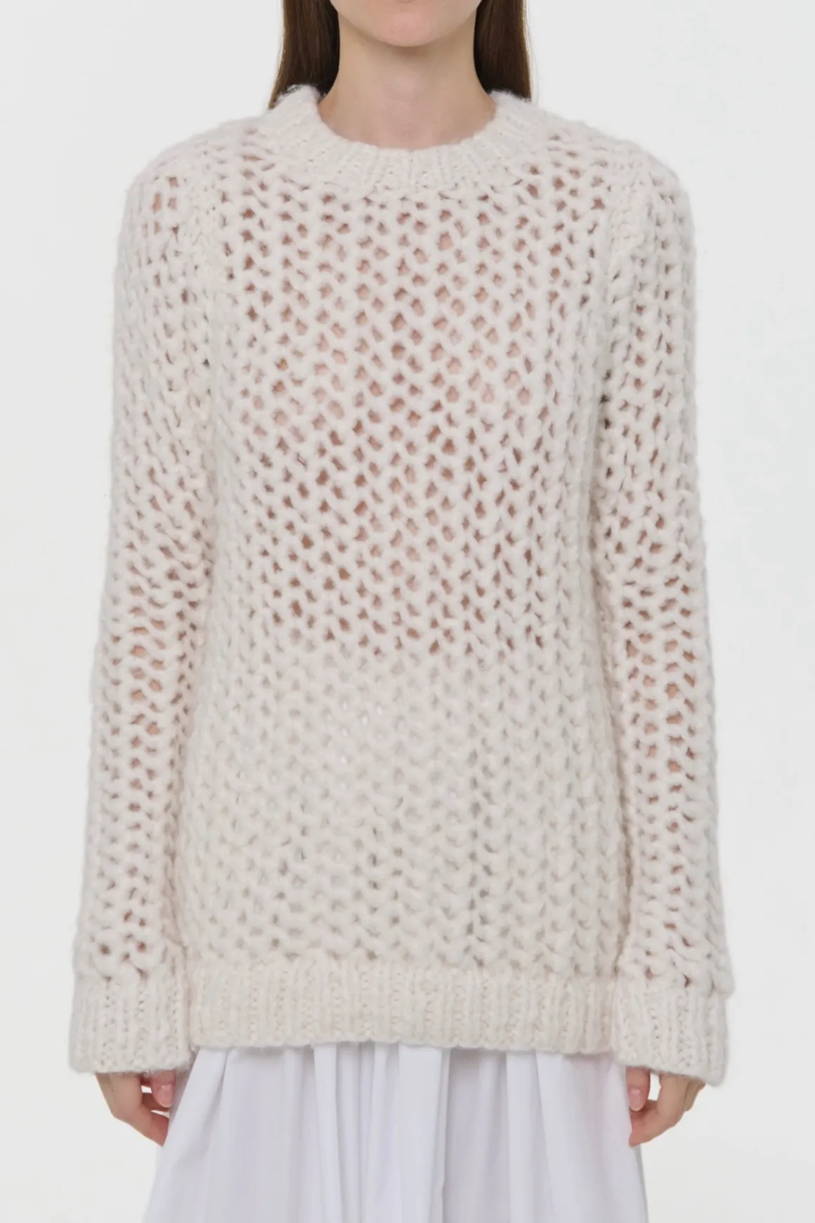 Veralune Knit Crewneck Sweater in Off White Welfat Cashmere