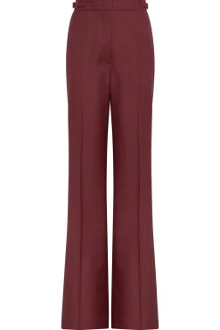 Vesta Flare Pant in Bordeaux Wool Silk