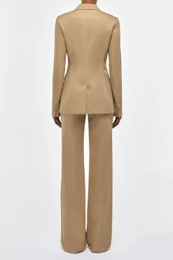 Vesta Flare Pant in Camel Light Sea Island Cotton Twill