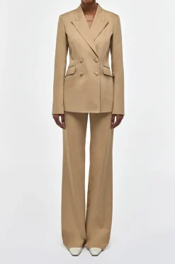 Vesta Flare Pant in Camel Light Sea Island Cotton Twill