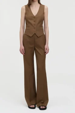 Vesta Flare Pant in Chestnut Wool Silk
