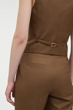 Vesta Flare Pant in Chestnut Wool Silk