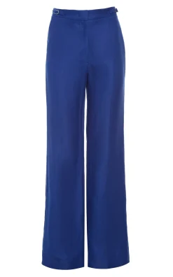 Vesta Flare Pant in Cobalt Linen Twill