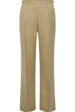 Vesta Flare Pant in Hay Virgin Wool Silk with Linen