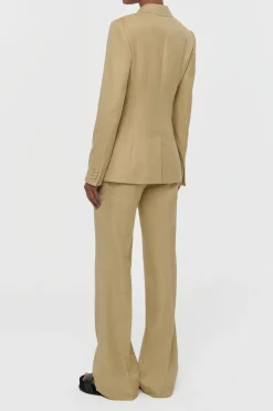 Vesta Flare Pant in Hay Virgin Wool Silk with Linen