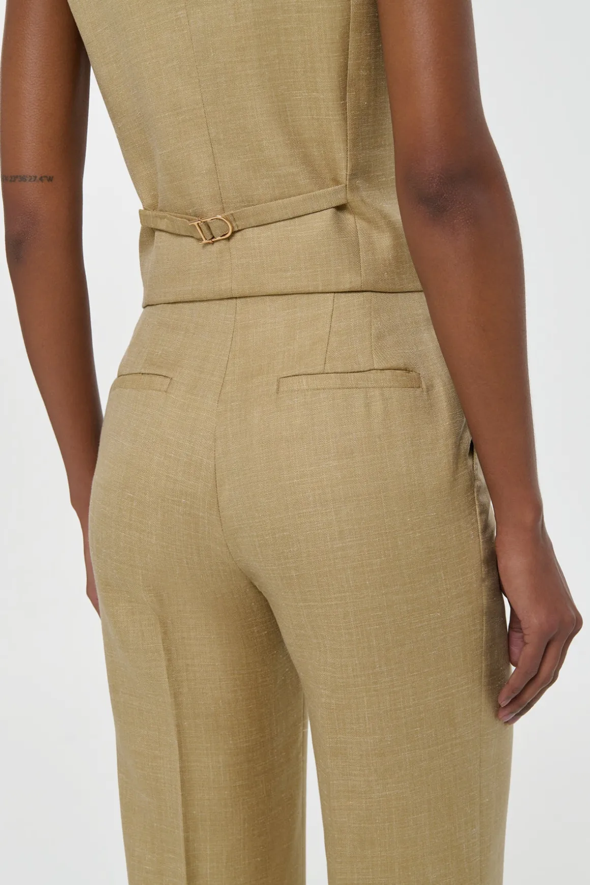 Vesta Flare Pant in Hay Virgin Wool Silk with Linen