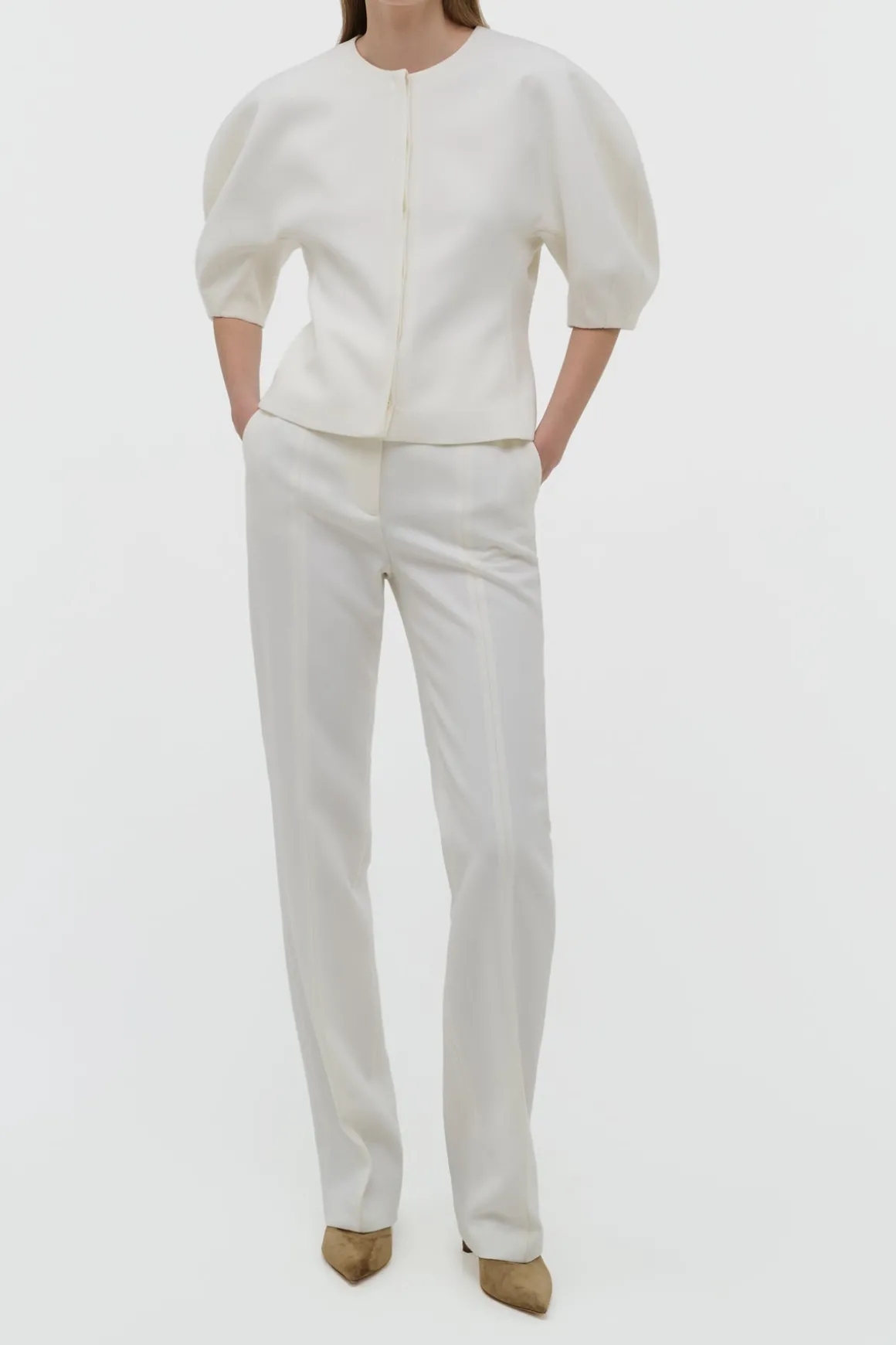 Waverly Top in Ivory Recycled Wool