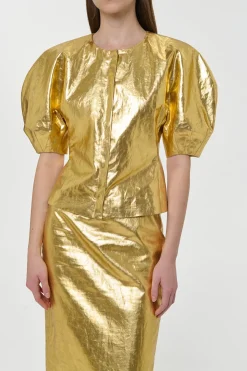 Waverly Top in Metallic Gold Linen Twill