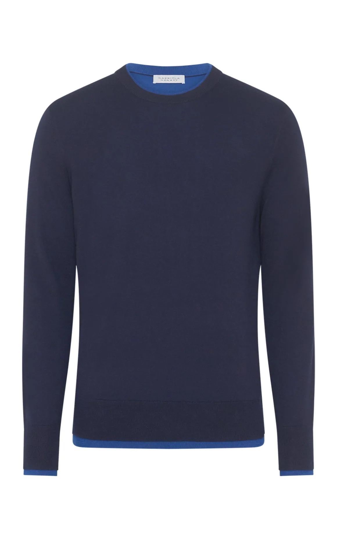 Wells Reversible Knit Sweater in Electric Navy & Cobalt Cashmere Silk