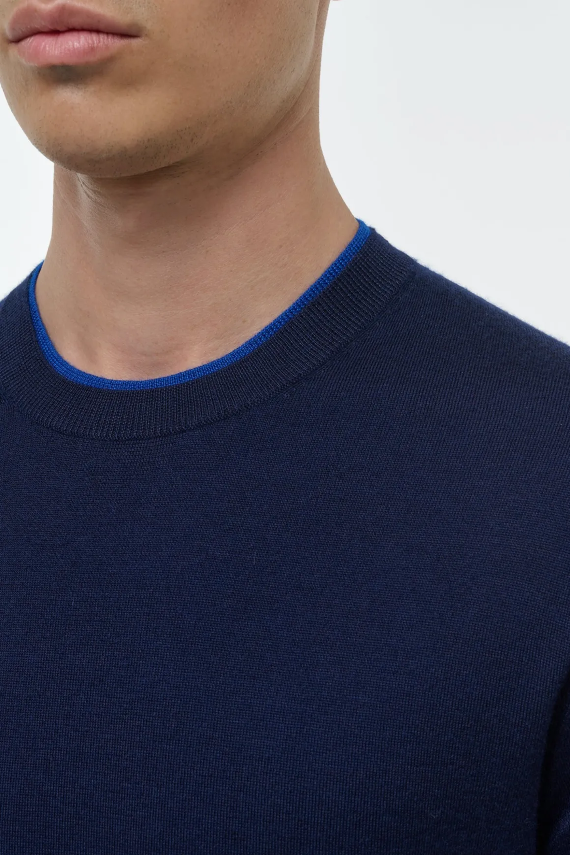 Wells Reversible Knit Sweater in Electric Navy & Cobalt Cashmere Silk