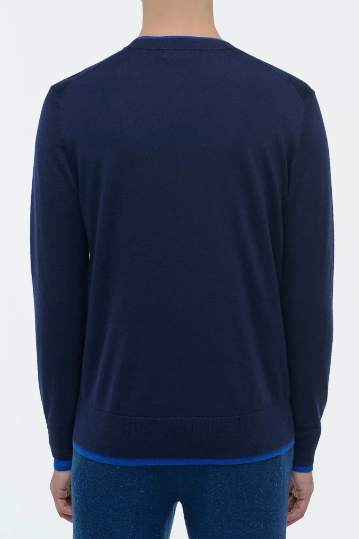 Wells Reversible Knit Sweater in Electric Navy & Cobalt Cashmere Silk