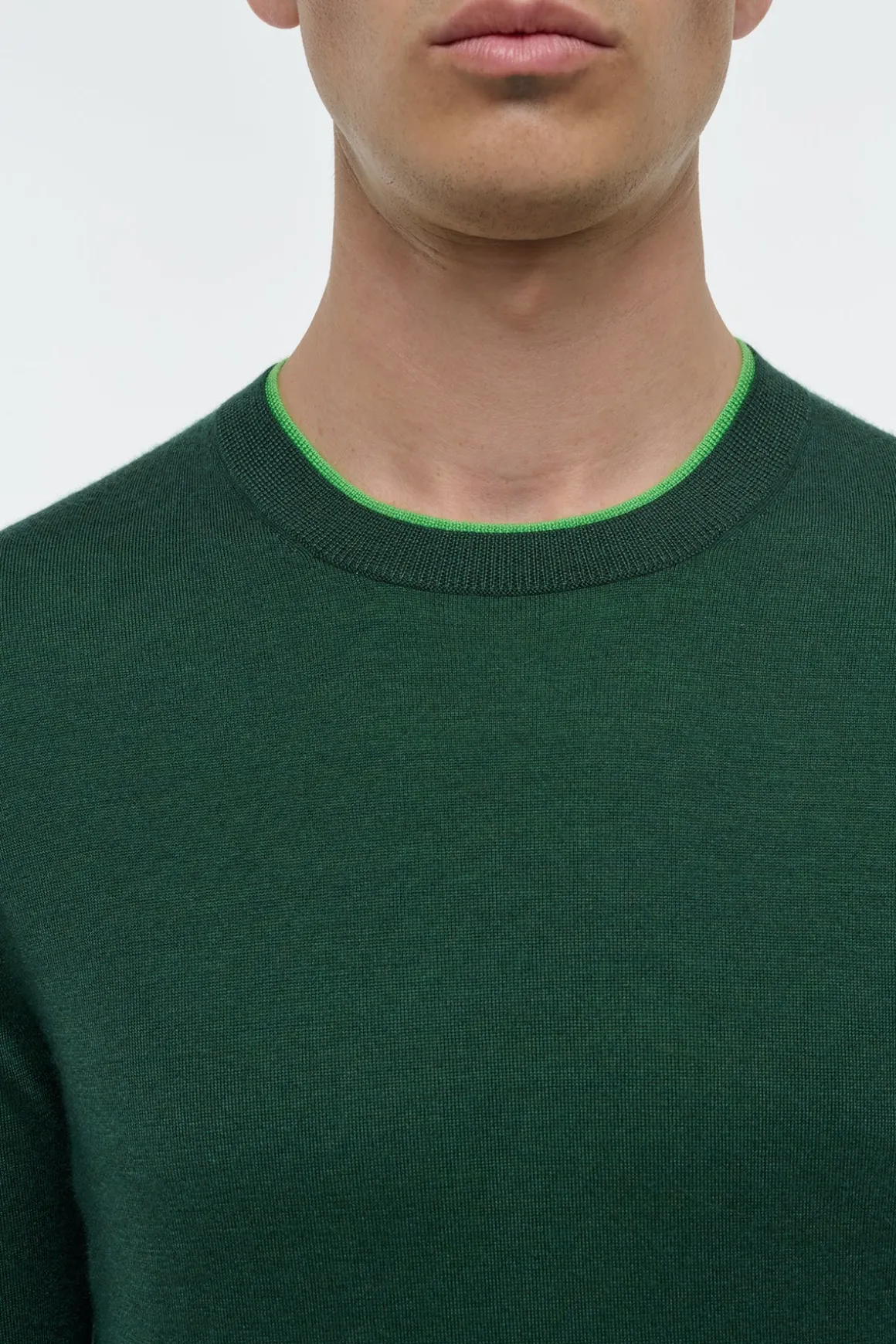 Wells Reversible Knit Sweater in English Green & Fluorescent Green Cashmere Silk