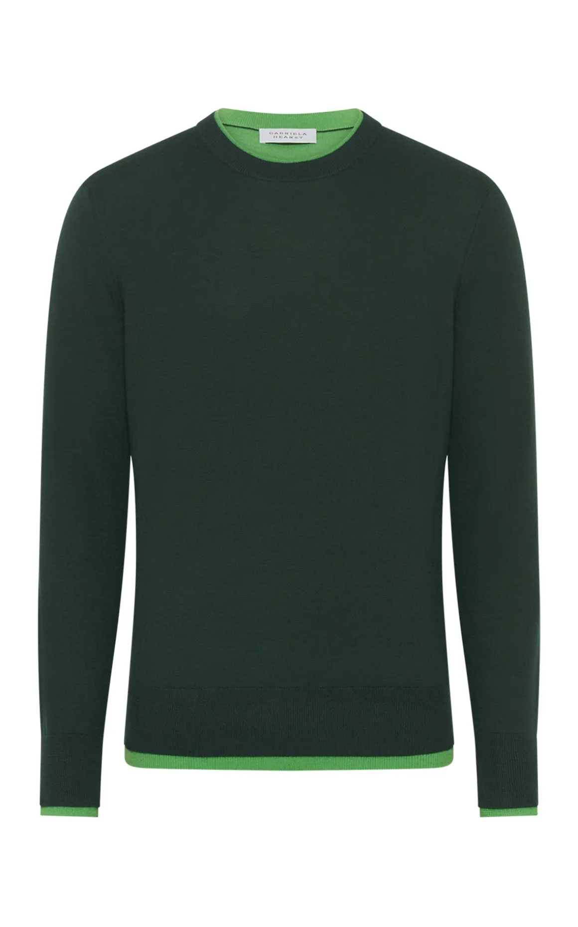 Wells Reversible Knit Sweater in English Green & Fluorescent Green Cashmere Silk
