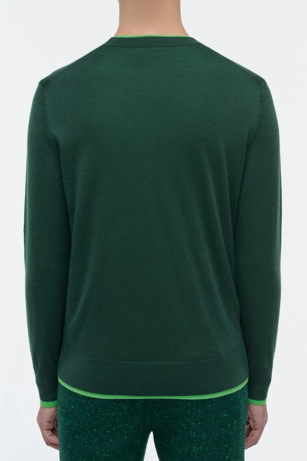 Wells Reversible Knit Sweater in English Green & Fluorescent Green Cashmere Silk