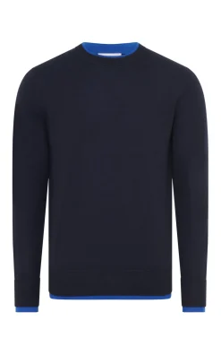 Wells Reversible Knit Sweater in Navy & Cobalt Cashmere Silk