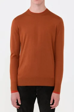 Wells Reversible Knit Sweater in Rust & Antelope Orange Cashmere Silk