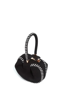 Whipstitch Demi Bag in Black Suede