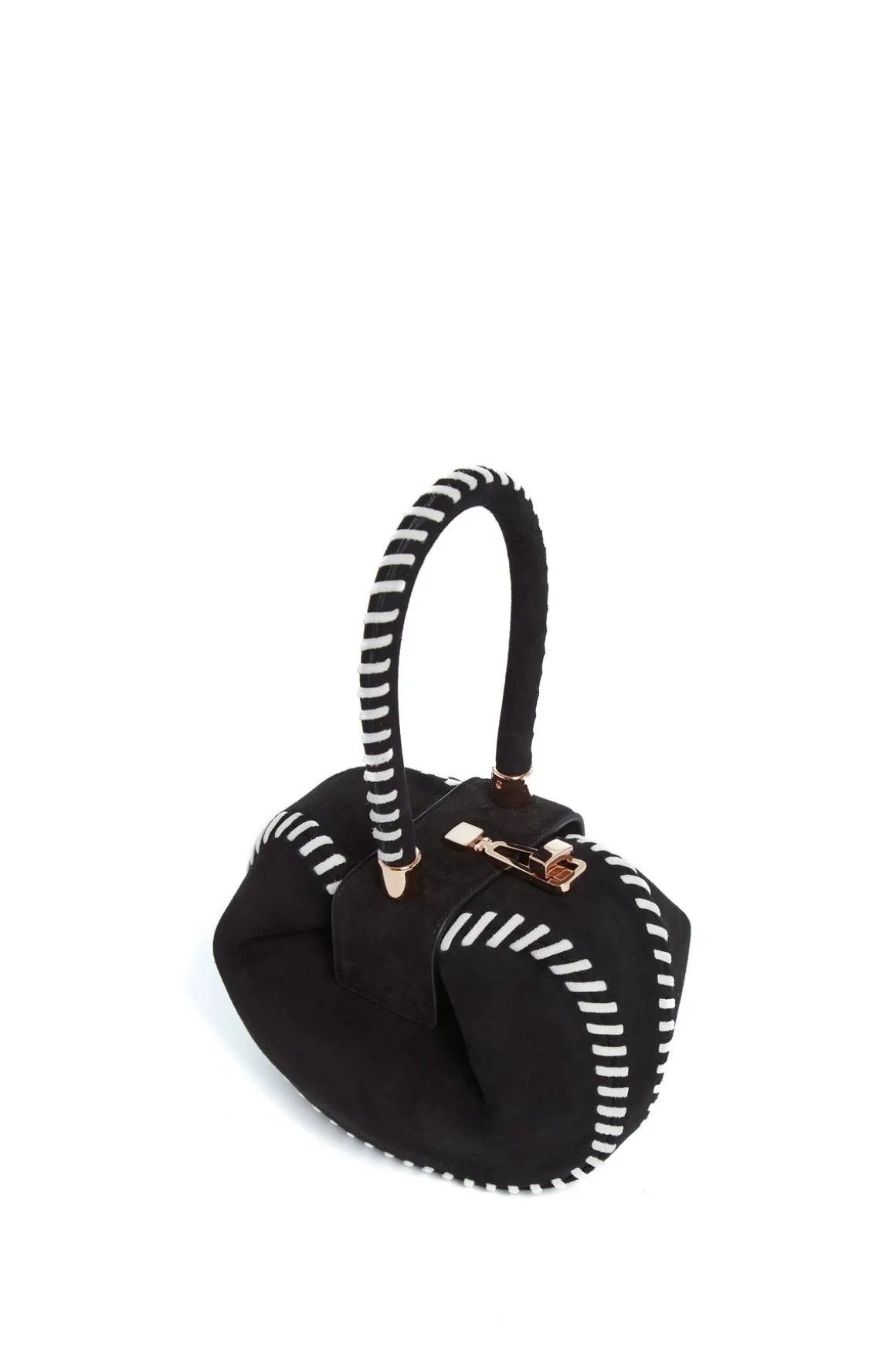 Whipstitch Demi Bag in Black Suede