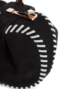 Whipstitch Demi Bag in Black Suede