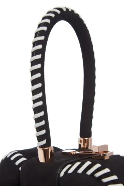 Whipstitch Demi Bag in Black Suede
