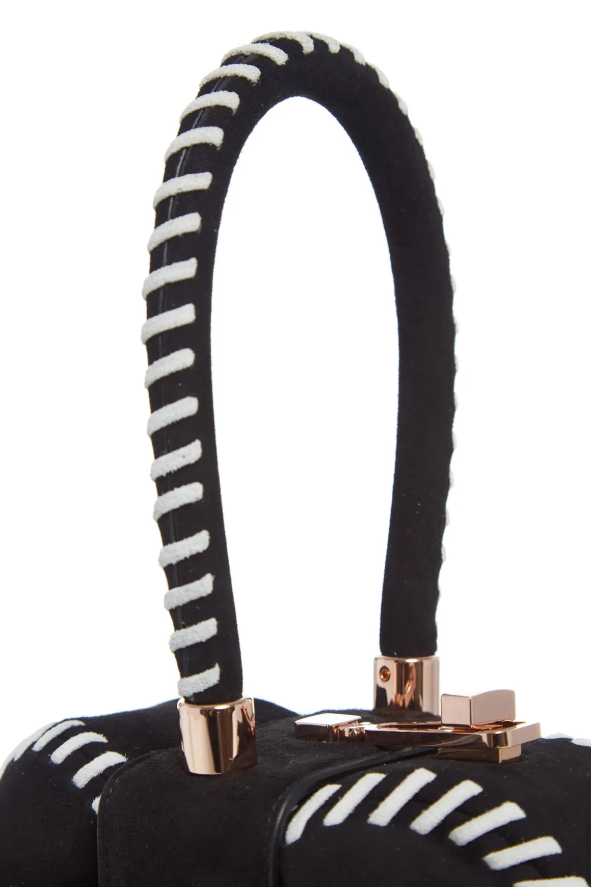 Whipstitch Demi Bag in Black Suede