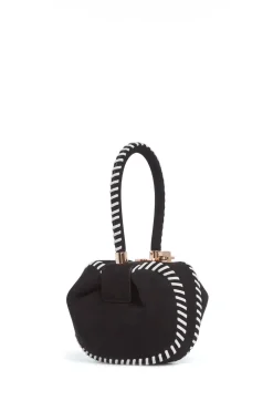 Whipstitch Demi Bag in Black Suede