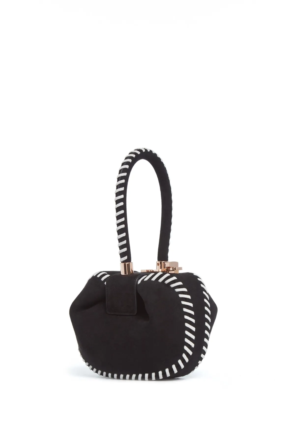 Whipstitch Demi Bag in Black Suede