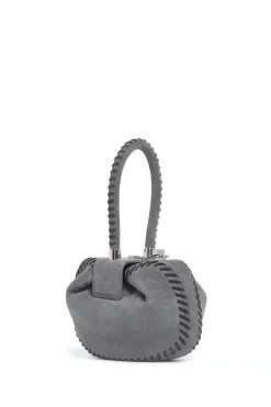 Whipstitch Demi Bag in Charcoal Suede