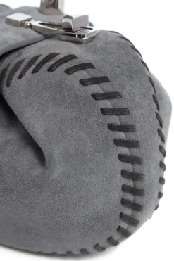 Whipstitch Demi Bag in Charcoal Suede