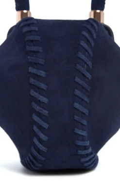 Whipstitch Demi Bag in Navy Suede