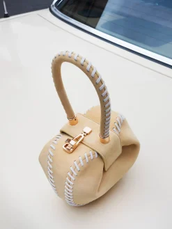 Whipstitch Demi Bag in Nude Suede
