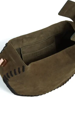 Whipstitch Demi Bag in Olive Suede