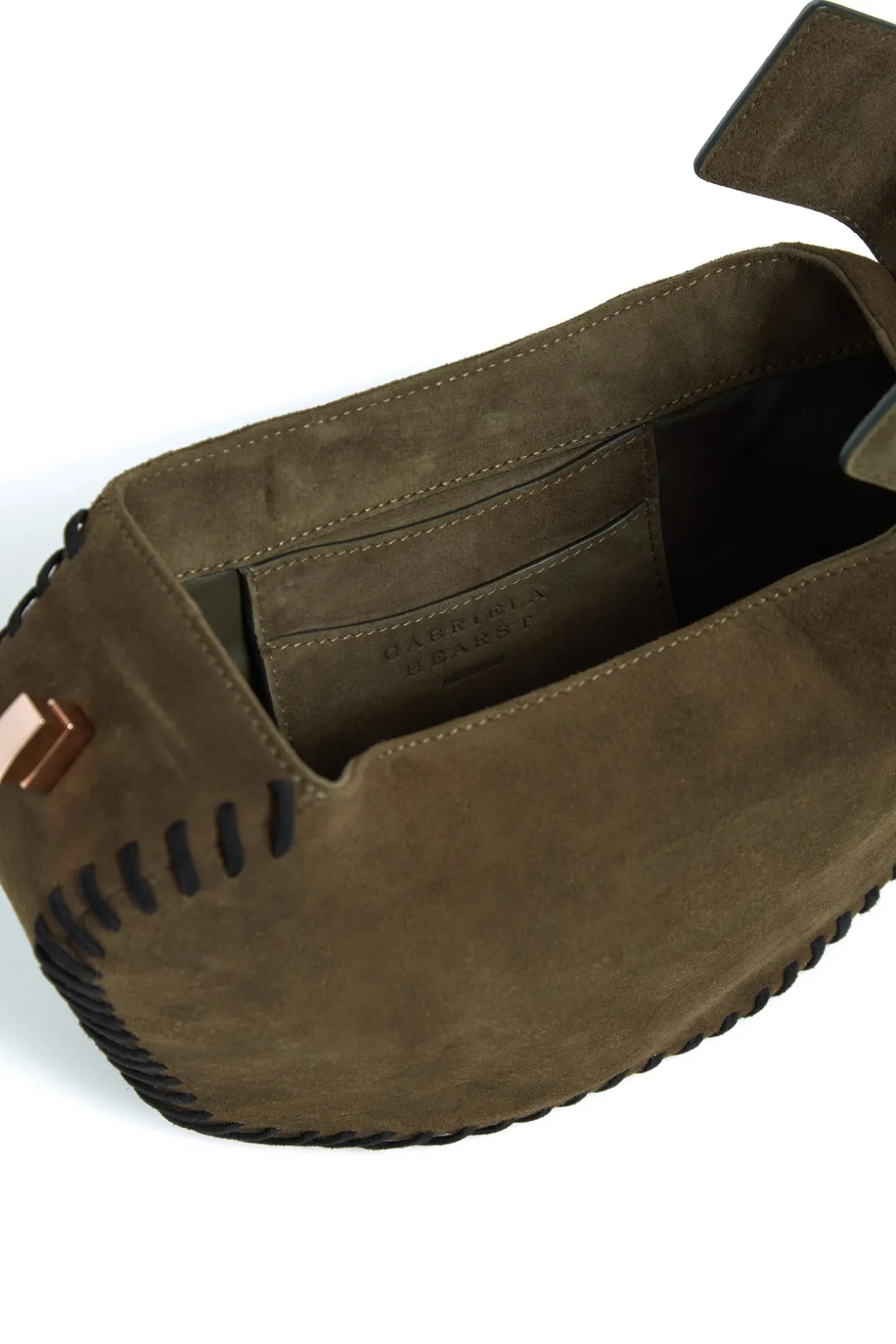 Whipstitch Demi Bag in Olive Suede