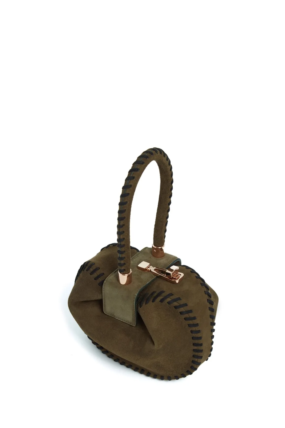 Whipstitch Demi Bag in Olive Suede