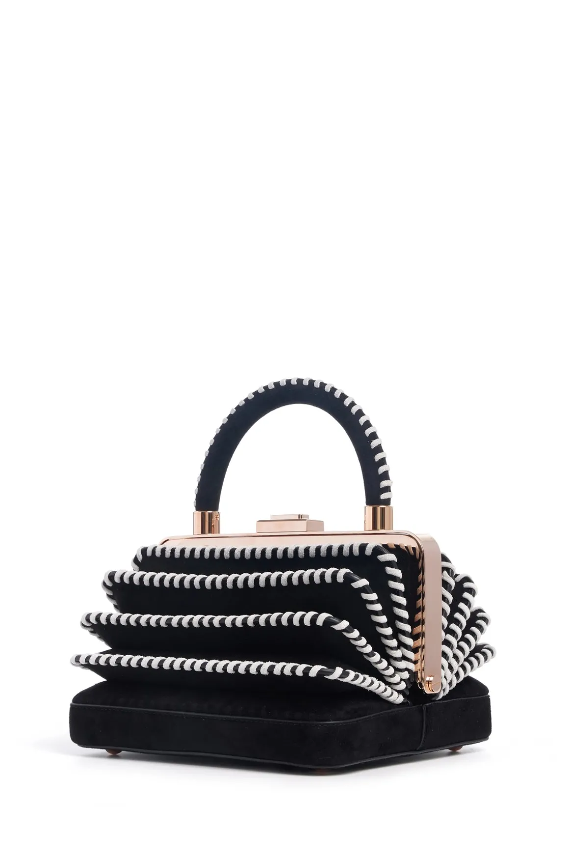 Whipstitch Diana Bag in Black Suede
