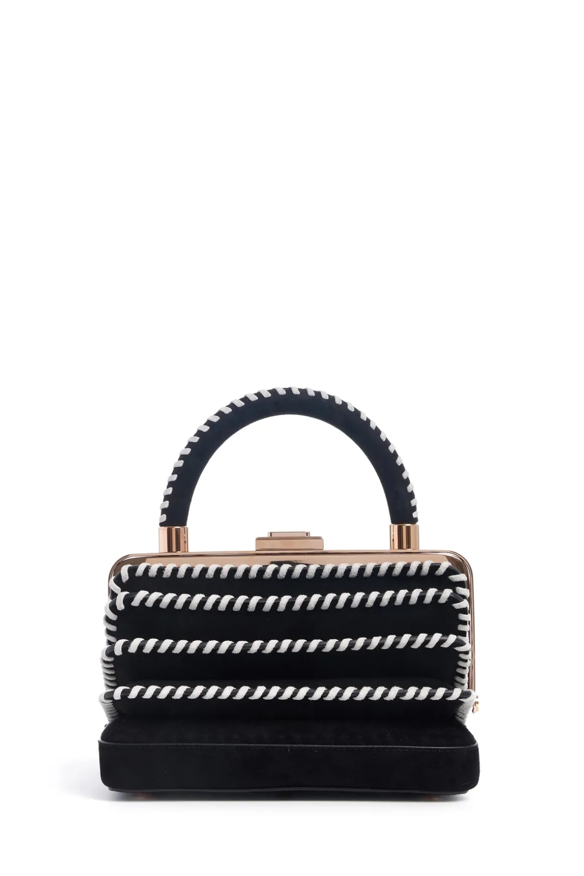 Whipstitch Diana Bag in Black Suede