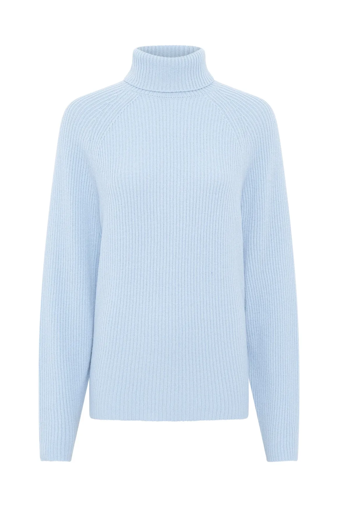 Wigman Knit Turtleneck Sweater in Light Blue Cashmere