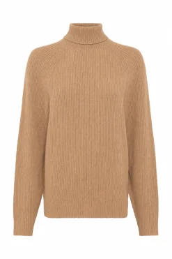 Wigman Knit Turtleneck Sweater in Camel Cashmere