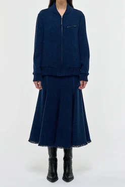 Winslow Bomber in Electric Navy Speckled Cashmere