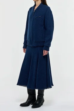 Winslow Bomber in Electric Navy Speckled Cashmere