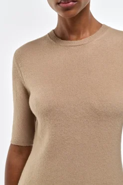 Xanthe Knit Top in Camel Brushed Cashmere