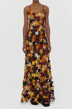 Yeshara Crochet Stars Maxi Slip Dress in Multi Cashmere