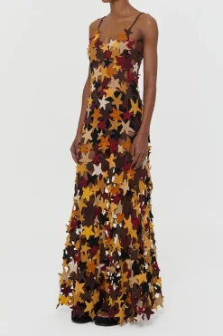 Yeshara Crochet Stars Maxi Slip Dress in Multi Cashmere