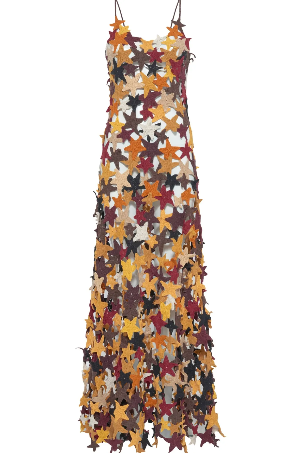 Yeshara Crochet Stars Maxi Slip Dress in Multi Cashmere