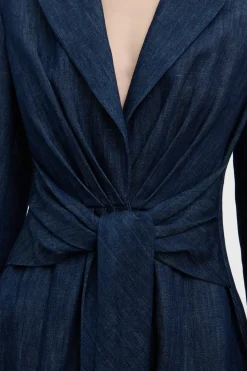 Yunara Knotted Maxi Dress in Recycled Cotton Denim