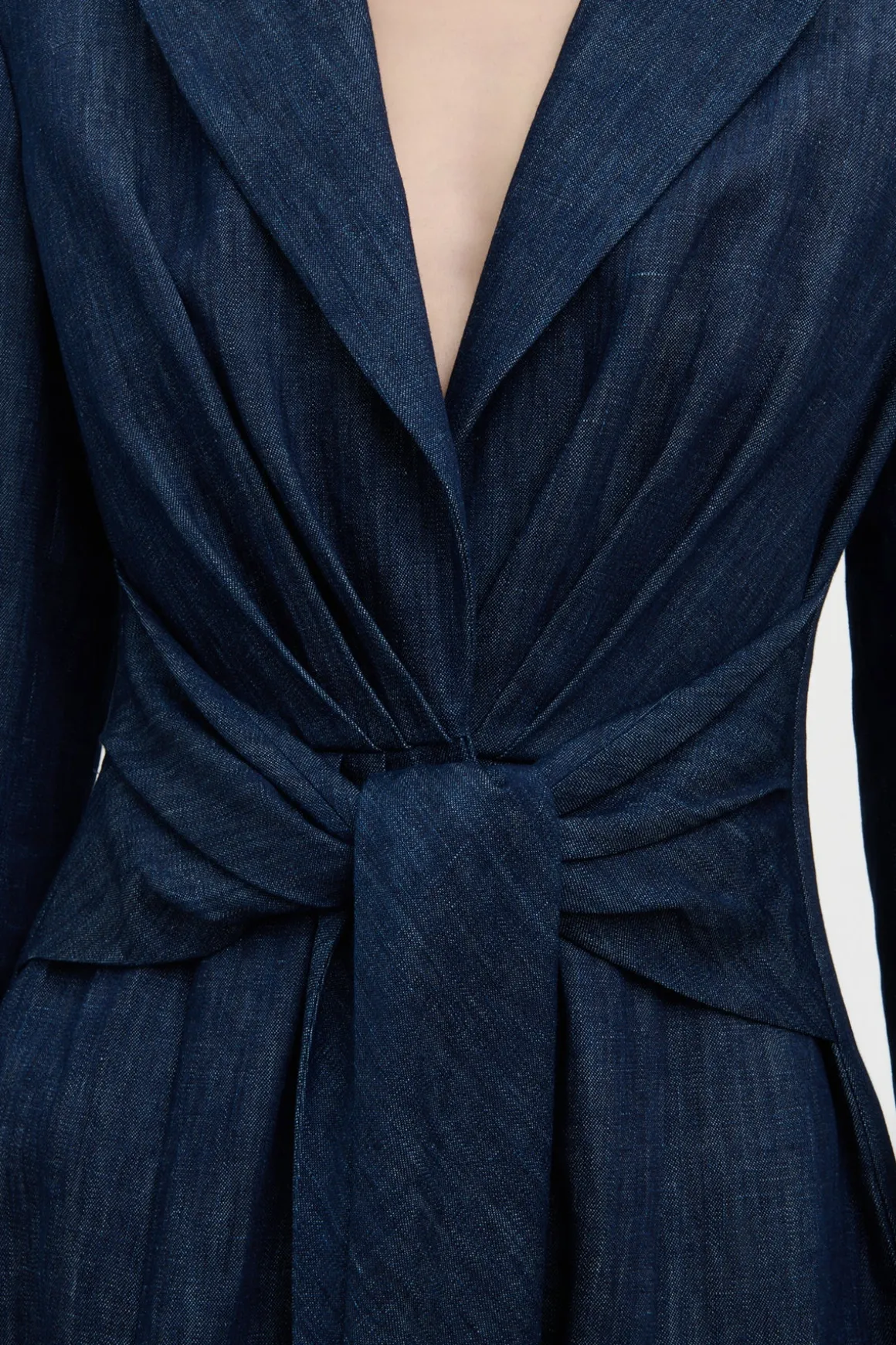 Yunara Knotted Maxi Dress in Recycled Cotton Denim