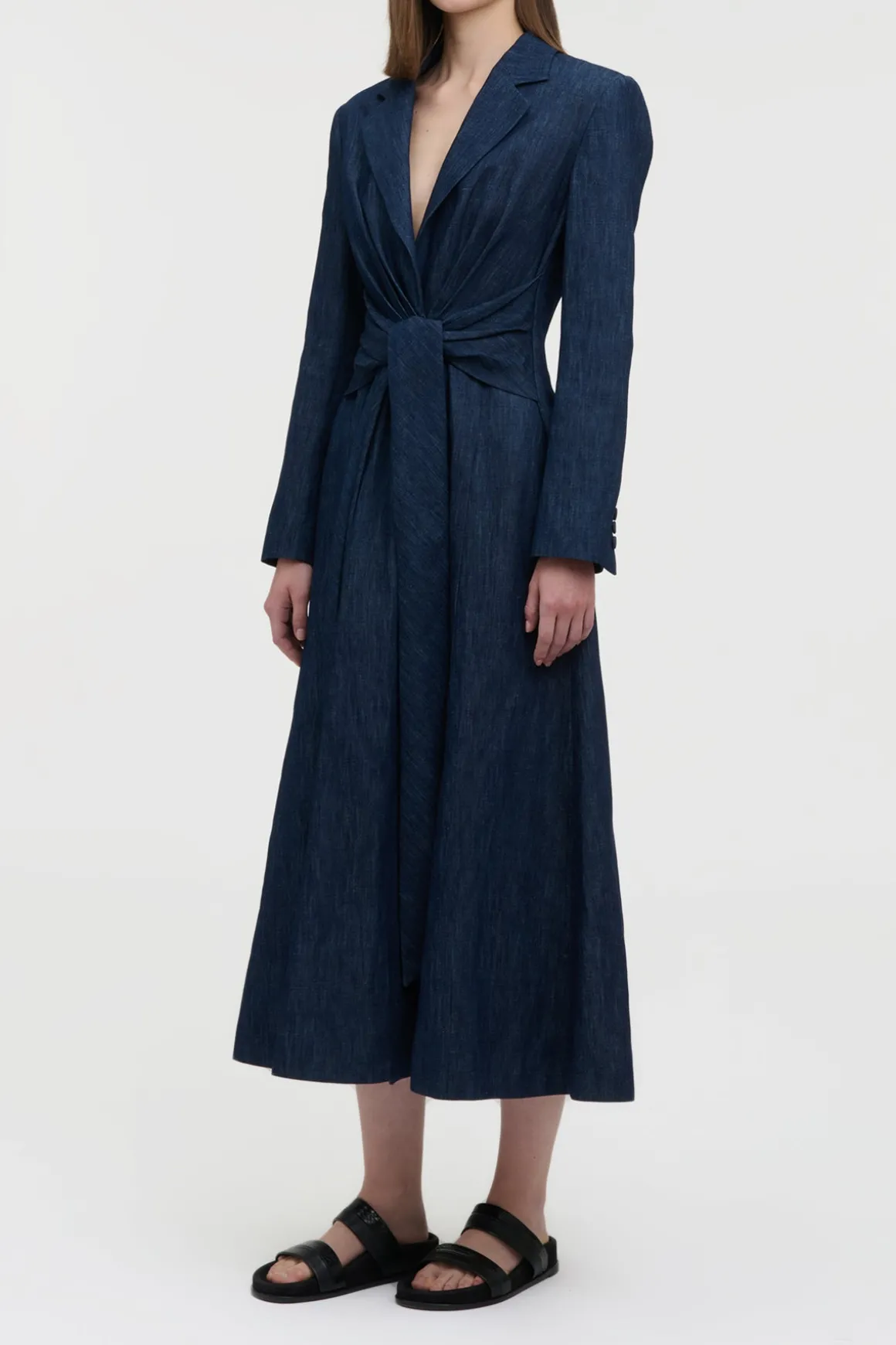 Yunara Knotted Maxi Dress in Recycled Cotton Denim