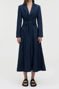 Yunara Knotted Maxi Dress in Recycled Cotton Denim