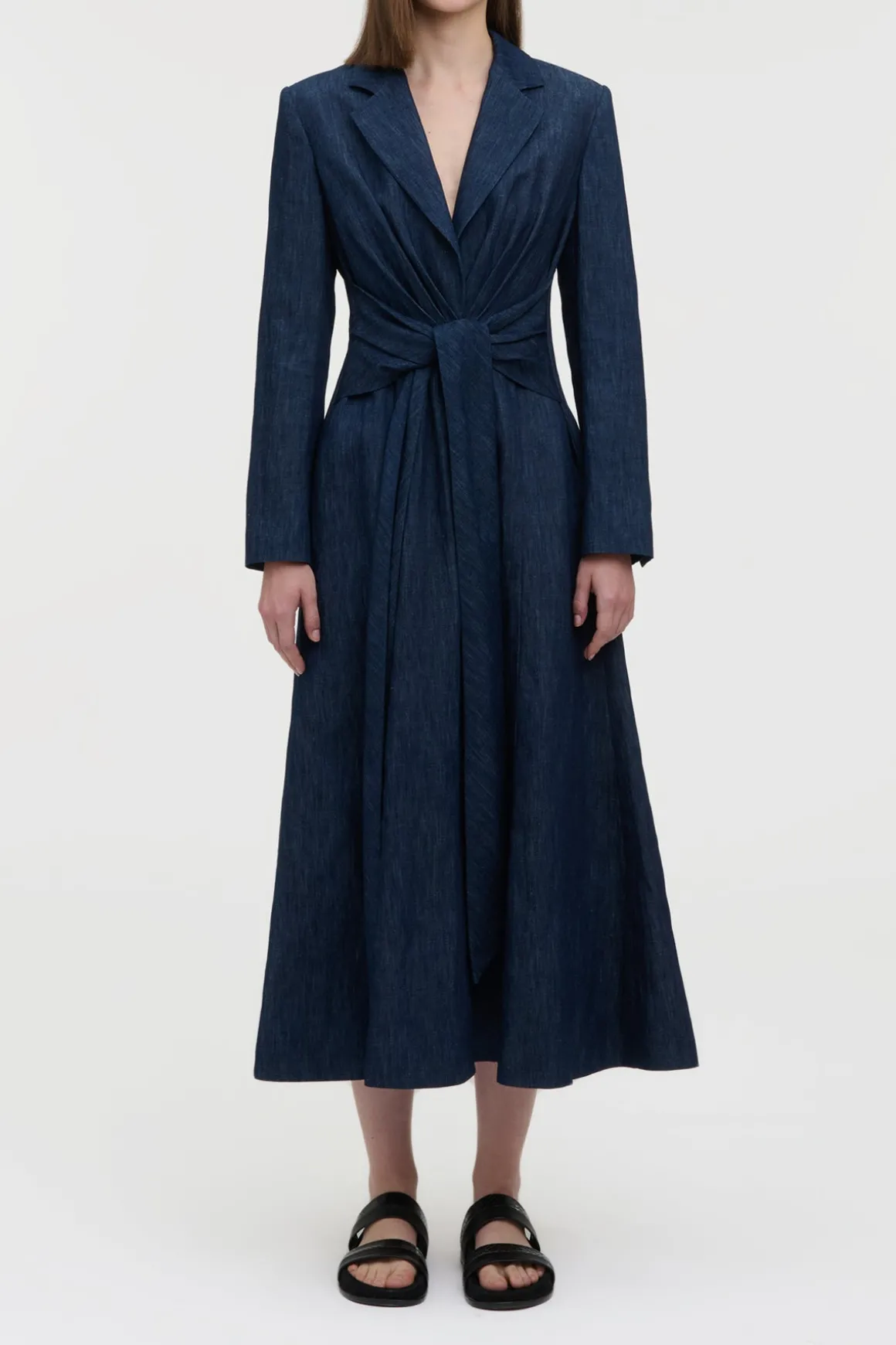 Yunara Knotted Maxi Dress in Recycled Cotton Denim